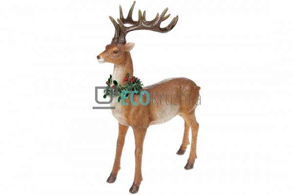 Декоративна фігура Олень з вінком 40.5 см (813-107) Декоративна фігура Олень з вінком 40.5 см (813-107)