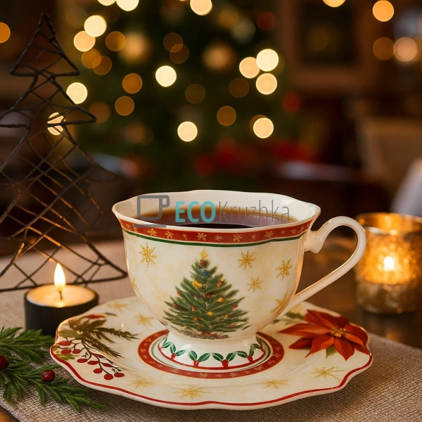 Різдвяна порцелянова чашка з блюдцем 170 мл – святковий ... Різдвяна порцелянова чашка з блюдцем 170 мл – святковий ...