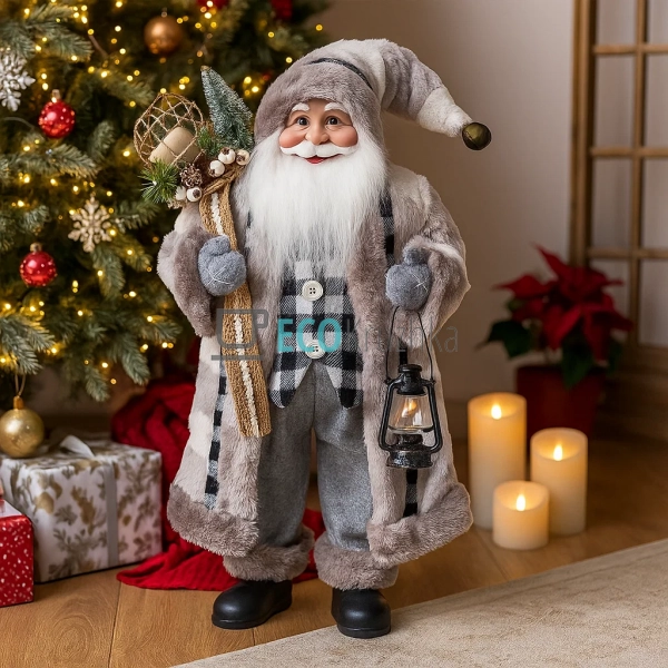 Новорічна іграшка Санта 46 см з ліхтарем сірий (845-241) Новорічна іграшка Санта 46 см з ліхтарем сірий (845-241)