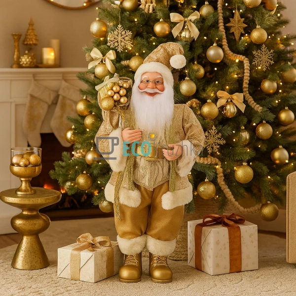 Новорічна фігура Санта 70 см з мішком подарунків шампань ... Новорічна фігура Санта 70 см з мішком подарунків шампань ...