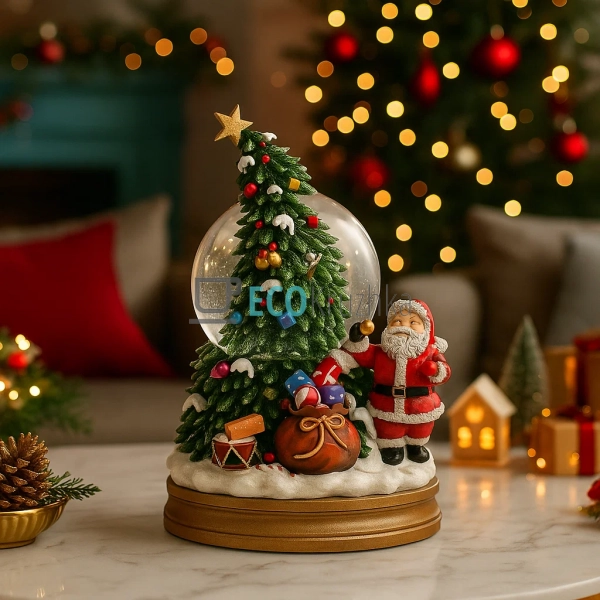 Новорічна водяна куля Санта біля ялинки 20 см (559-294) Новорічна водяна куля Санта біля ялинки 20 см (559-294)