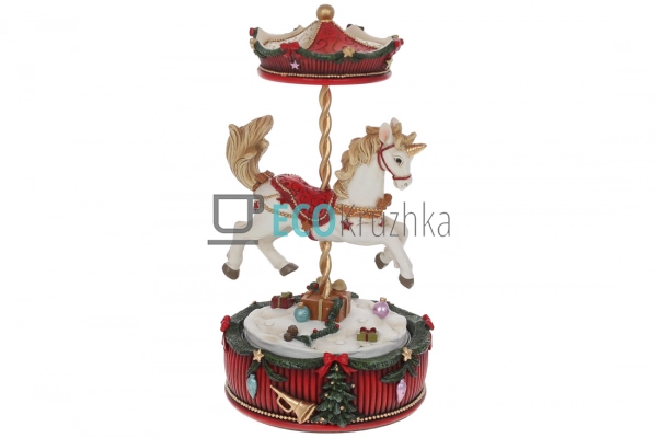Музична новорічна карусель з конячкою, заводний механізм ... Музична новорічна карусель з конячкою, заводний механізм ...