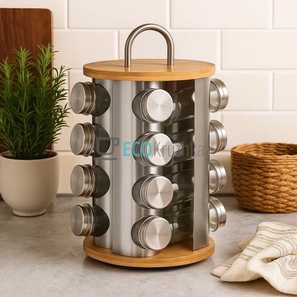 Набір ємностей для спецій Kamille на круглій підставці з ...