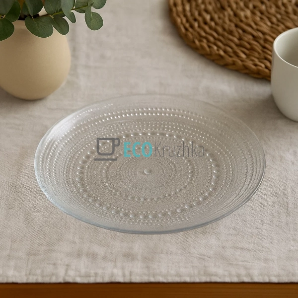 Тарілка Ardesto Verbena, 24.5см, скло, прозорий (AR5028)