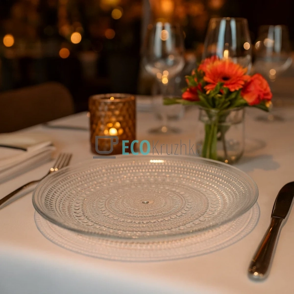 Тарілка Ardesto Verbena, 24.5см, скло, прозорий (AR5028)