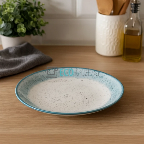 Обідня порцелянова тарілка 19 см біло-блакитна Ardesto S ... Обідня порцелянова тарілка 19 см біло-блакитна Ardesto S ...