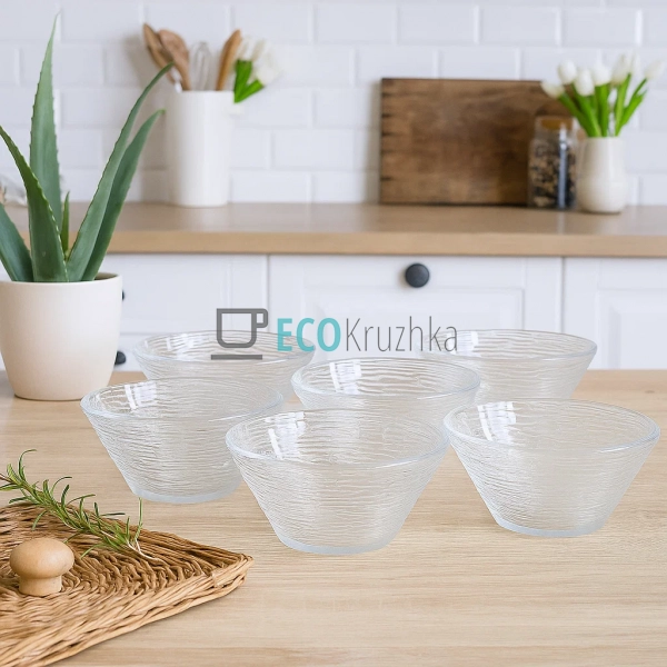Набір салатників 6 шт, 350 мл Прозорі (9210-00) Набір салатників 6 шт, 350 мл Прозорі (9210-00)