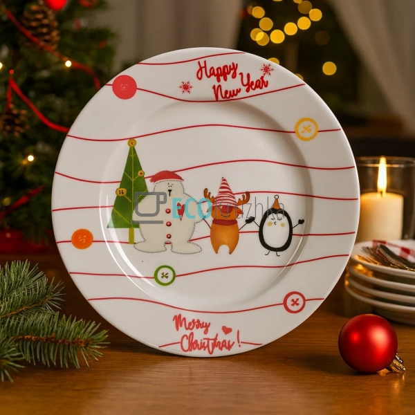 Обідня порцелянова тарілка New Year Friends 23 см (7777- ... Обідня порцелянова тарілка New Year Friends 23 см (7777- ...