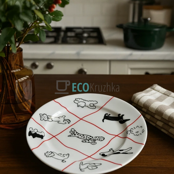 Обідня порцелянова тарілка Dogs Party 23 см (7777-5) Обідня порцелянова тарілка Dogs Party 23 см (7777-5)