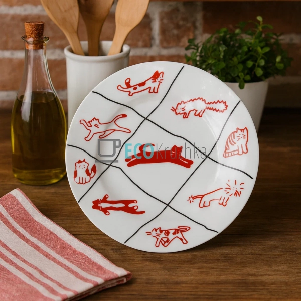 Обідня порцелянова тарілка Cats Party 23 см (7777-6) Обідня порцелянова тарілка Cats Party 23 см (7777-6)
