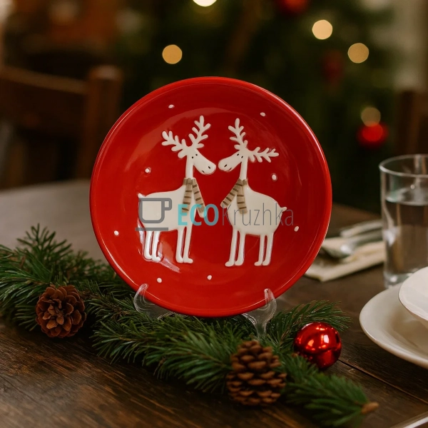 Керамічна піала "Олені", 350 мл, червона (834-143) Керамічна піала "Олені", 350 мл, червона (834-143)