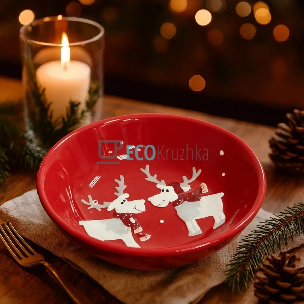 Керамічна піала "Братці олені", 550 мл, червона (834-323 ... Керамічна піала "Братці олені", 550 мл, червона (834-323 ...