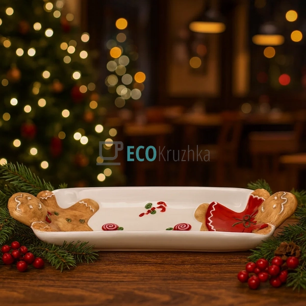 Керамічне сервірувальне блюдо "Веселі Пряники", 31x10x4. ... Керамічне сервірувальне блюдо "Веселі Пряники", 31x10x4. ...