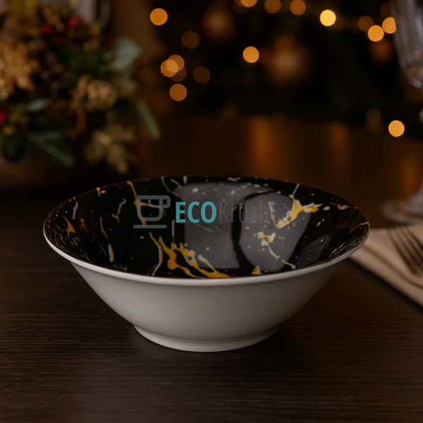Салатник керамічний 17.5 см Чорний мармур (050-42-04) Салатник керамічний 17.5 см Чорний мармур (050-42-04)