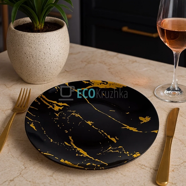 Тарілка керамічна 19 см Чорний мармур (050-42-01) Тарілка керамічна 19 см Чорний мармур (050-42-01)