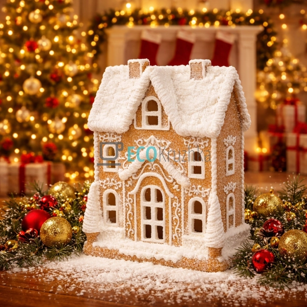 Новорічний пряничний будиночок з LED підсвічуванням 22 с ...