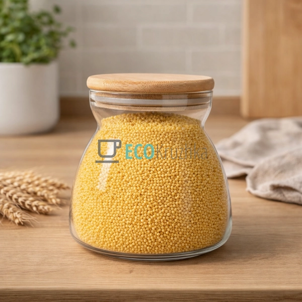 Ємність 650 мл для сипких продуктів з бамбуковою кришкою ...