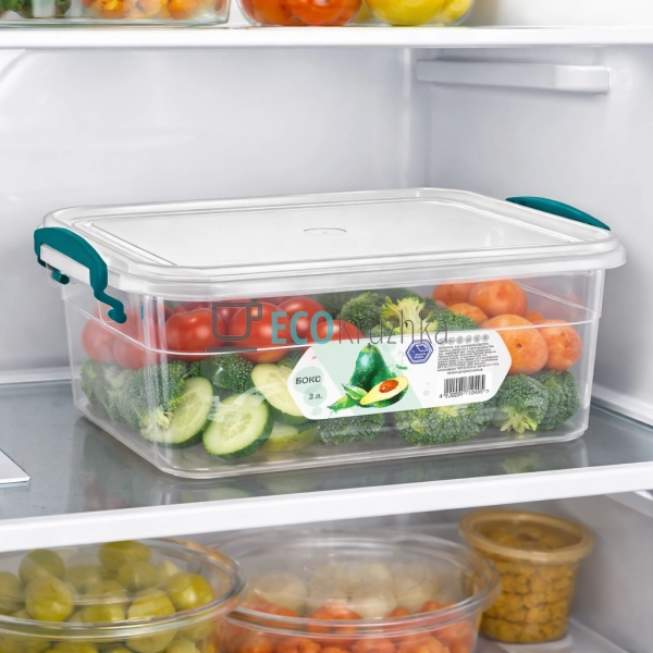 Контейнер харчовий із ручками та кришкою 3 л 17.8х25х11с ...