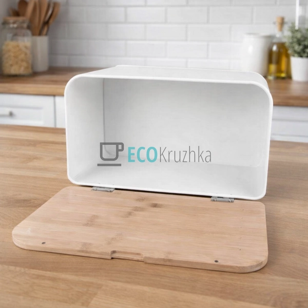 Хлібниця із бамбуковою кришкою Біла Maesrto MR-1770-w