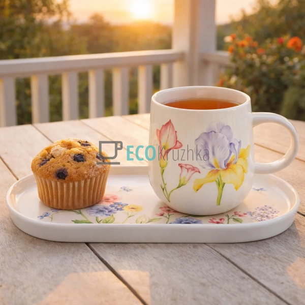 Порцеляновий набір для сніданку: чашка 400 мл з тарілкою ...