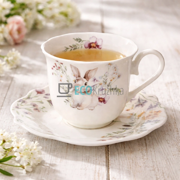 Набір порцелянових чашок з блюдцями 250 мл, 2 шт Весняна ...