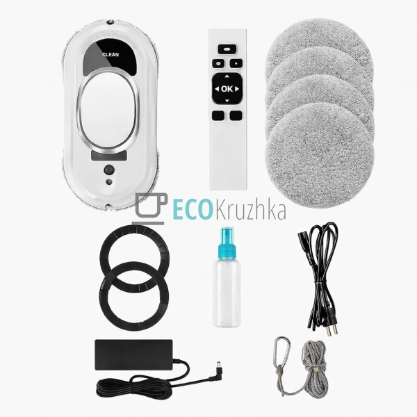 Робот для миття вікон з 4 насадками, розумний мийник скл ...