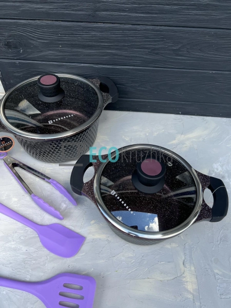 Набір Каструль Edenberg з мармуровим покриттям антиприга ... Набір Каструль Edenberg з мармуровим покриттям антиприга ...