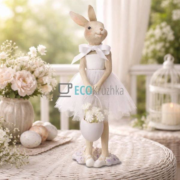 Декоративна фігурка Леді Кролиця 25 см білий (838-528)