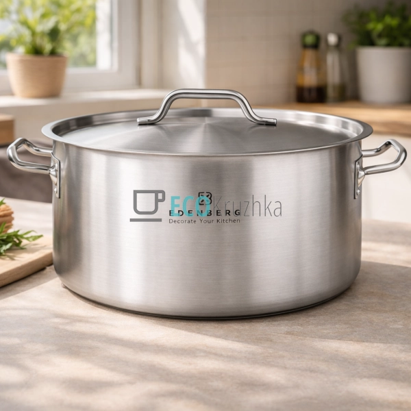 Каструля нержавіюча 10,4 л професійна з кришкою Edenberg ...