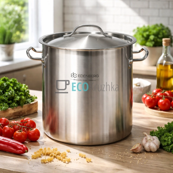 Велика каструля 40л із нержавіючої сталі з кришкою Edenberg EB-3776