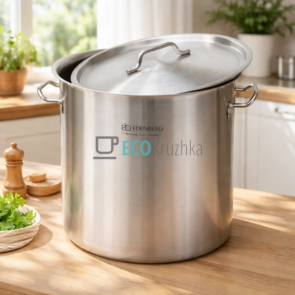 Велика каструля 40л із нержавіючої сталі з кришкою Edenb ...