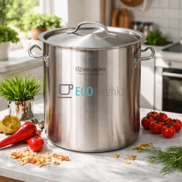 Велика каструля 50л із нержавіючої сталі з кришкою Edenberg EB-3777 Велика каструля 50л із нержавіючої сталі з кришкою Edenberg EB-3777