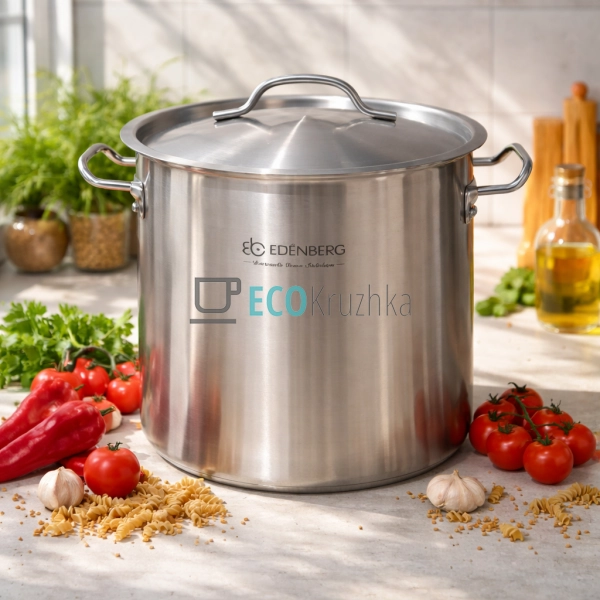 Велика каструля 70л із нержавіючої сталі з кришкою Edenberg EB-3778