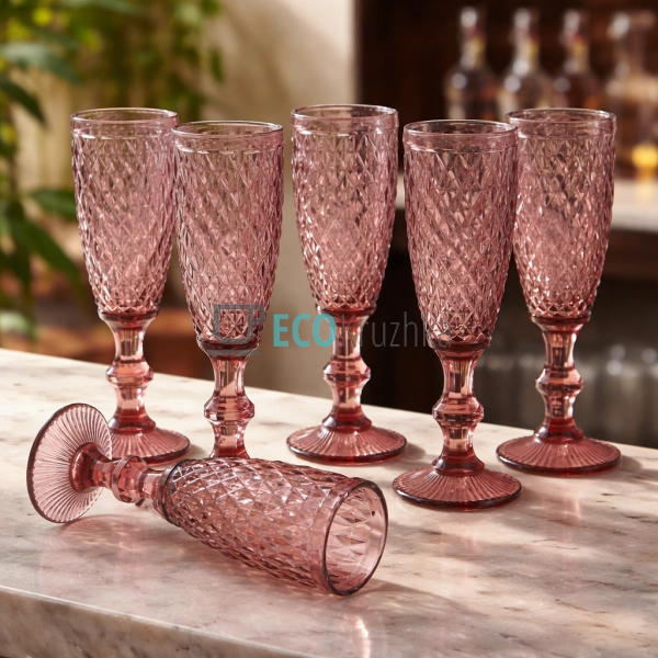 Набір келихів для шампанського з кольорового скла 6 шт G ...