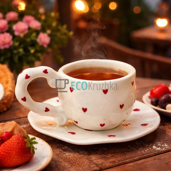 Порцелянова чашка з блюдцем 300 мл Мила серцю (8030-441)