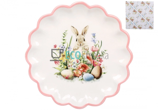 Керамічна тарілка 20 см Зайчик у квітах рожевий (DM188-E ...