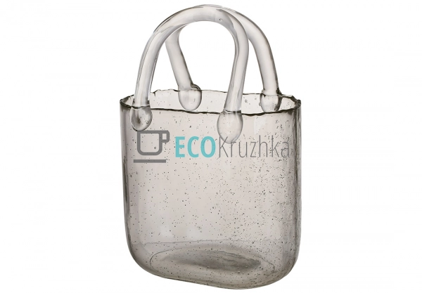 Ваза з прозорого скла у формі Сумочки 15 х 9 х 22.5 см с ...