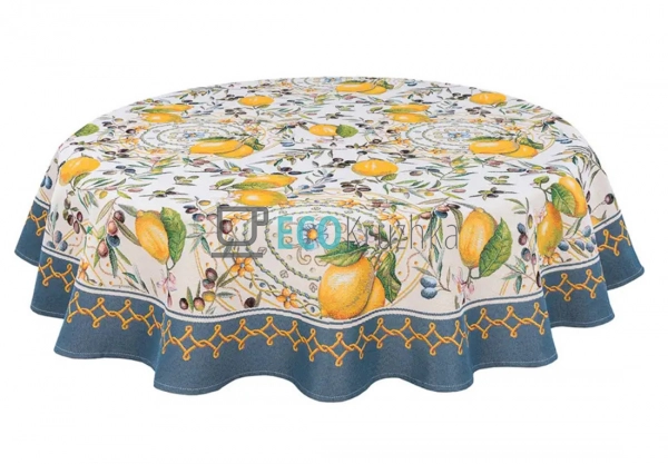Скатертина гобеленова на стіл Лимони D140 см (041-140LIM ...