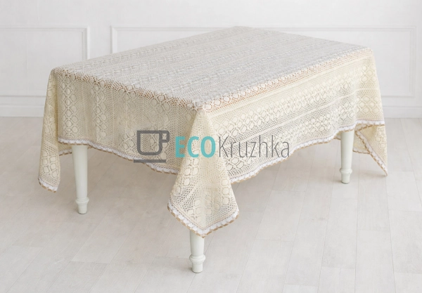 Бавовняна скатертина з в’язаним мереживом Boho Crochet 1 ...