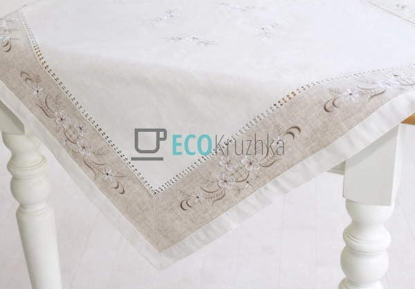 Лляна скатертина з вишивкою на стіл Linen Harmony 90 х 9 ...