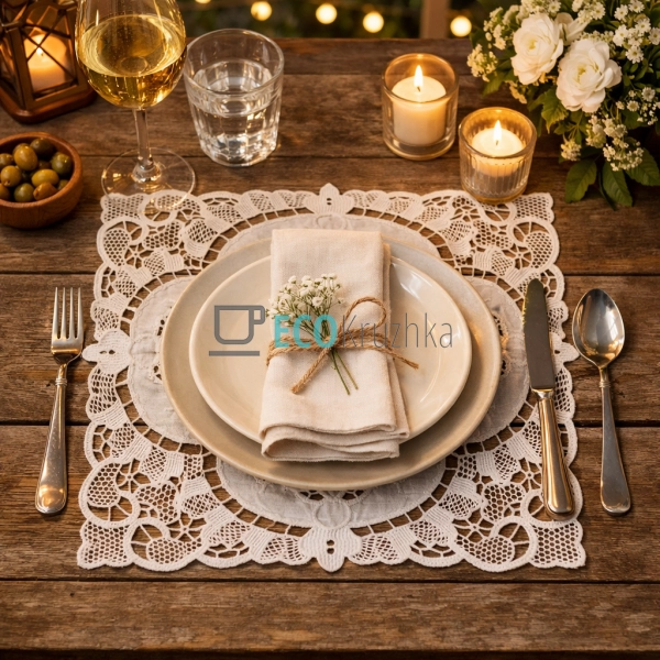Бавовняна серветка на стіл Lace Medallion 27 х 27 см (44 ...