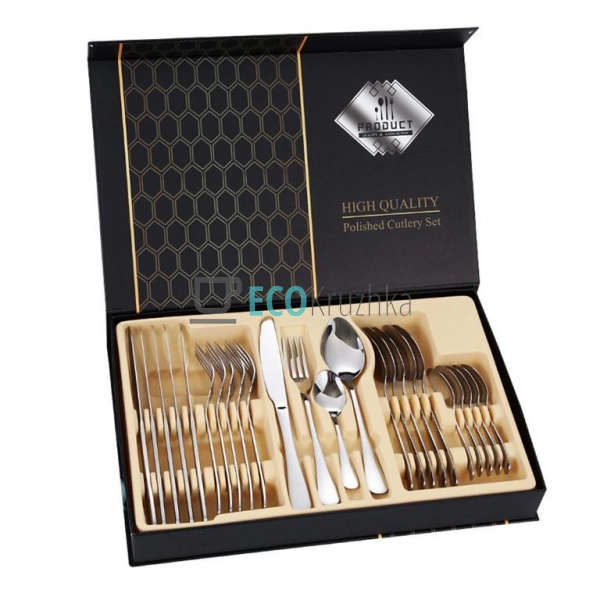 Набір столових приборів 24 предмети срібний (JU-3115) Набір столових приборів 24 предмети срібний (JU-3115)