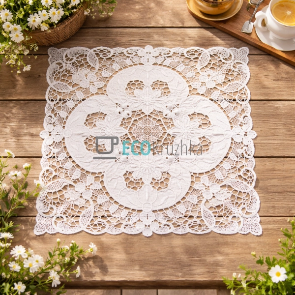 Бавовняна серветка на стіл Lace Medallion 38 х 38 см (44 ... Бавовняна серветка на стіл Lace Medallion 38 х 38 см (44 ...