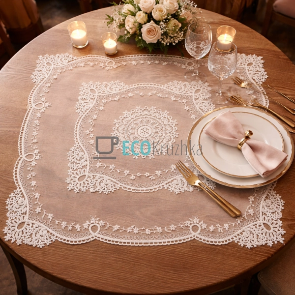 Мереживна серветка на стіл 62 х 62 см (445-281) Мереживна серветка на стіл 62 х 62 см (445-281)
