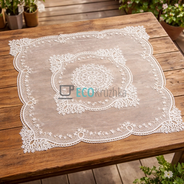 Мереживна серветка на стіл 62 х 62 см (445-281) Мереживна серветка на стіл 62 х 62 см (445-281)