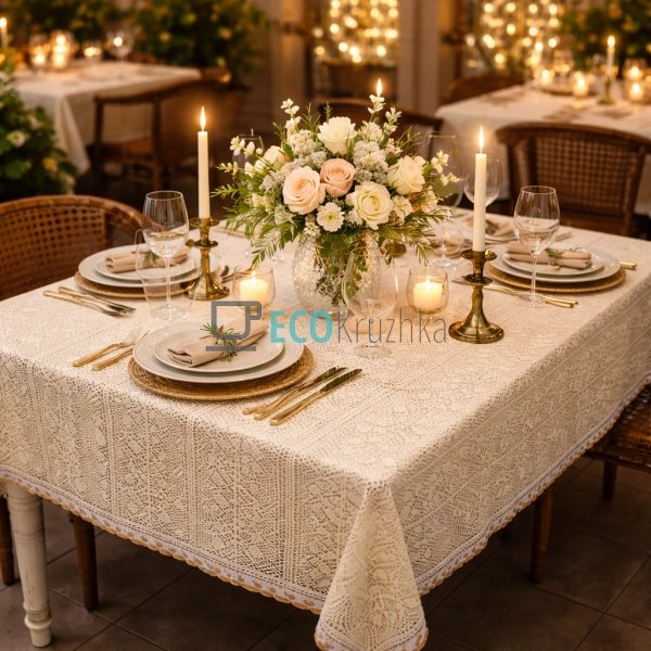 Бавовняна скатертина з в’язаним мереживом Boho Crochet 1 ... Бавовняна скатертина з в’язаним мереживом Boho Crochet 1 ...