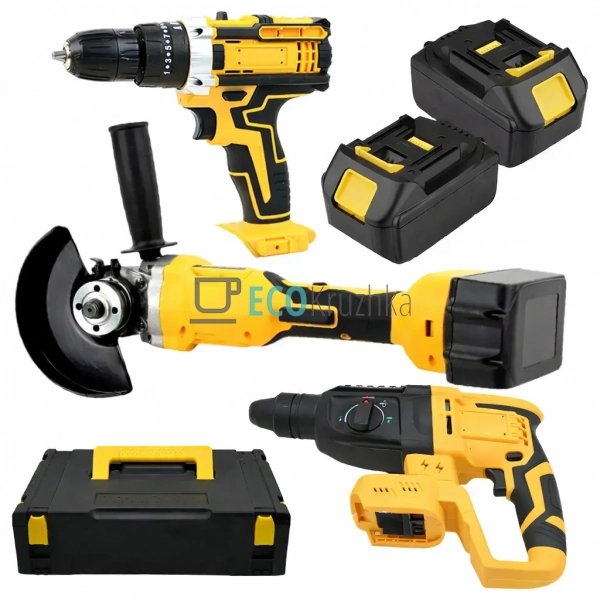 Набір 3в1: перфоратор, шурупокрут, болгарка X-335 жовтий ... Набір 3в1: перфоратор, шурупокрут, болгарка X-335 жовтий ...