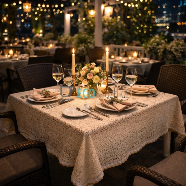 Бавовняна скатертина з в’язаним мереживом Boho Crochet 1 ...