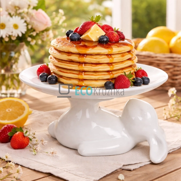 Блюдо керамічне на підставці Білий кролик (739-700)