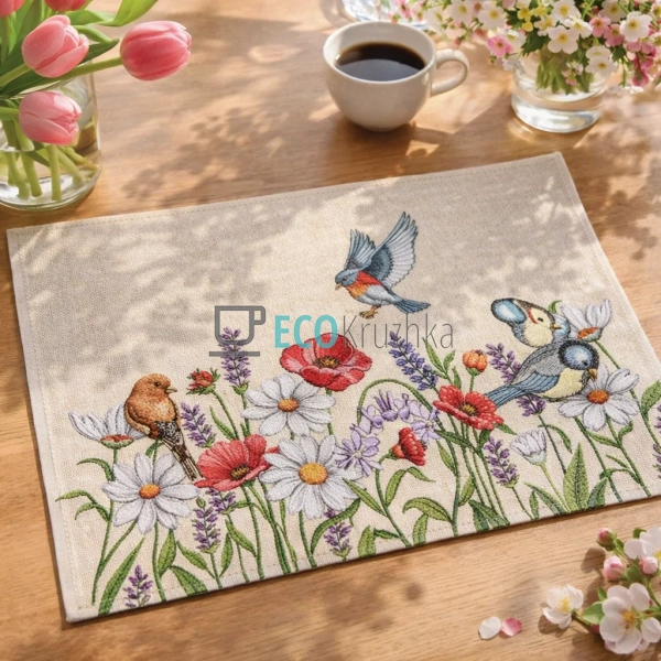 Гобеленова серветка на стіл Птахи 37 х 49 см (1229-49RUN ...